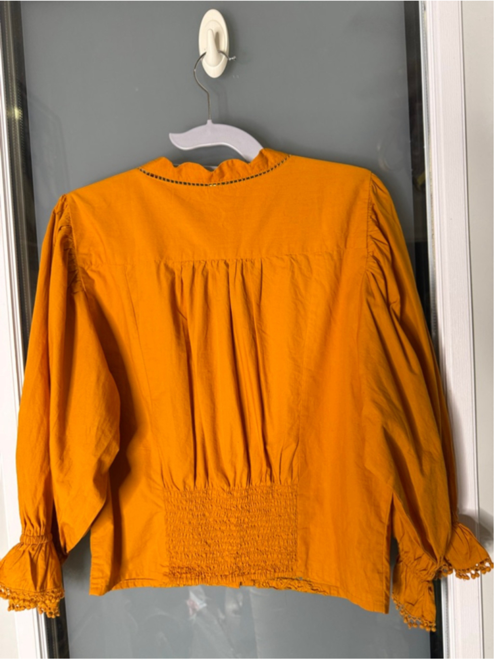 Free People Orange Embroidered Blouse Size XL - Picture 4 of 6